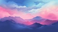 Calming Color Painting Of Mountains In Soft Gradients And Bold Coloration