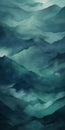 Calming Foothills Wallpaper: Dark Green & Light Aquamarine Mountain Vistas