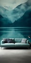 Calming Inlet Wallpaper Featuring Dark Green And Light Aquamarine Aesthetic Royalty Free Stock Photo