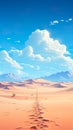 A calming and minimalist desert landscape with sand dunes and a clear blue sky Royalty Free Stock Photo