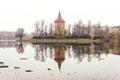 Calming nature and beautiful winter scenes around lake in center of Malmo in Sweden