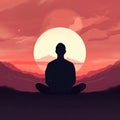 Calming Sunset Meditation Illustration (AI Generated)