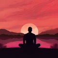 Calming Sunset Meditation Illustration (AI Generated)