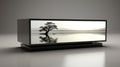 Calming Symmetry: Tv Monitor With Watering Hole And Tree