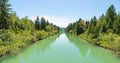 calmly flowing river Loisach near Benediktbeuern, upper bavarian landscape