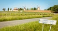 Calon Castle Sign and Sign French Windmills Roadside