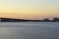 Caloosahatchee River Bridge at sunset long exposure Downtown Fort Myers.