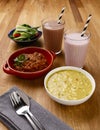 Calorie controlled daily meal plan, including breakfast, lunch and evening meal, with milkshake