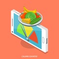 Calorie counter flat isometric vector concept. Royalty Free Stock Photo