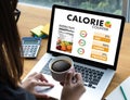 CALORIE counting counter application Medical eating healthy Die Royalty Free Stock Photo