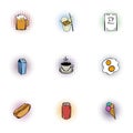 Calorie food icons set, pop-art style Royalty Free Stock Photo