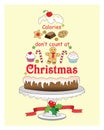 Calories don't count at Christmas postcard illustration