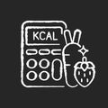 Calories chalk white icon on black background Royalty Free Stock Photo