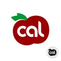 Calories icon with red apple and leaves silhouette