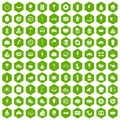 100 calories icons hexagon green Royalty Free Stock Photo