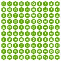 100 calories icons hexagon green