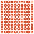 100 calories icons hexagon orange