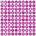 100 calories icons hexagon violet