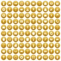 100 calories icons set gold