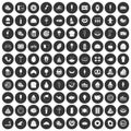 100 calories icons set black circle