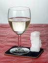Calories in wine, sweet white and sugar cubes. Vertical.