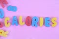 Calories word on pink table