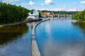 Calov Bridge on the Vltava River. Prague landscape