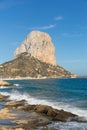 Calp Spain landmark rock blue sky and waves