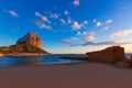 Calpe Alicante sunset at beach Cantal Roig Royalty Free Stock Photo