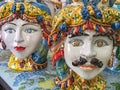 Ceramic faces of Caltagirone, Sicily Royalty Free Stock Photo