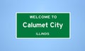 Calumet City, Illinois city limit sign. Town sign from the USA