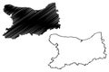 Calvados Department France, French Republic, Normandy or Normandie region map vector illustration, scribble sketch Calvados map