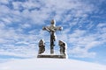 Cross covered with snow - Calvary Royalty Free Stock Photo