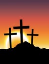 Calvary Crosses at Sunrise Illustration