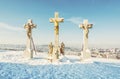 Calvary in Nitra city, Slovakia, religious place, yellow filter Royalty Free Stock Photo