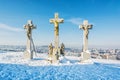 Calvary in Nitra city, Slovakia, religious place, winter scene Royalty Free Stock Photo