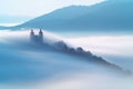 Calvary over clouds in Banska Stiavnica, Slovakia