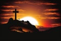 calvary sunset background for good friday he is risen, Royalty Free Stock Photo