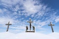 Calvary - Three Cross covered with snow Royalty Free Stock Photo