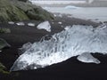 Calved glacier, black sand beach, Jokulsarlon, Iceland