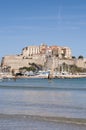 Calvi, Citadel, beach, ancient walls, marina, sailboats, skyline, Corsica, Corse, France, Europe, island Royalty Free Stock Photo