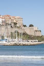Calvi, Citadel, beach, ancient walls, marina, sailboats, skyline, Corsica, Corse, France, Europe, island Royalty Free Stock Photo