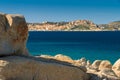 Calvi citadel viewed from across Calvi Bay in Corsica Royalty Free Stock Photo