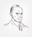 Calvin Coolidge usa president vector sketch portrait