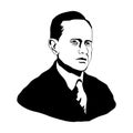 Calvin Coolidge.Vector illustration.Black and white drawing