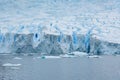 Edge of glacier with blue and turquoise light in pressed ice, Neko Harbour, Antarctica Royalty Free Stock Photo