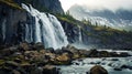 Calving Waterfall In Alaska Mountains: A Stunning Arctic Beauty