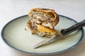 Calzone Burger or Hamburger Cheeseburger. Trendy Food