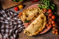 Calzone pizza rustic Royalty Free Stock Photo