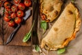 Calzone pizza rustic Royalty Free Stock Photo